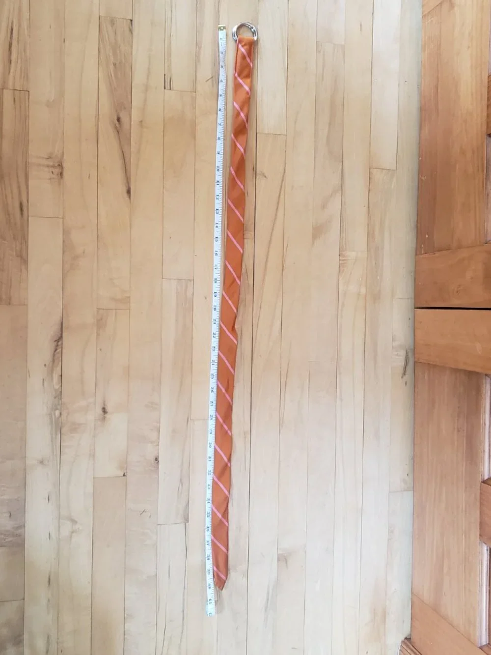 J Crew Orange Pink 100% Silk Tie D ring Belt S/M Preppy Y2K Coastal Collegiate - Picture 4 of 5
